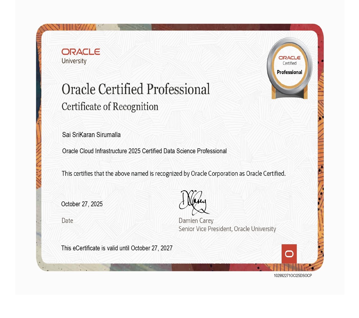 Oracle Certificate
